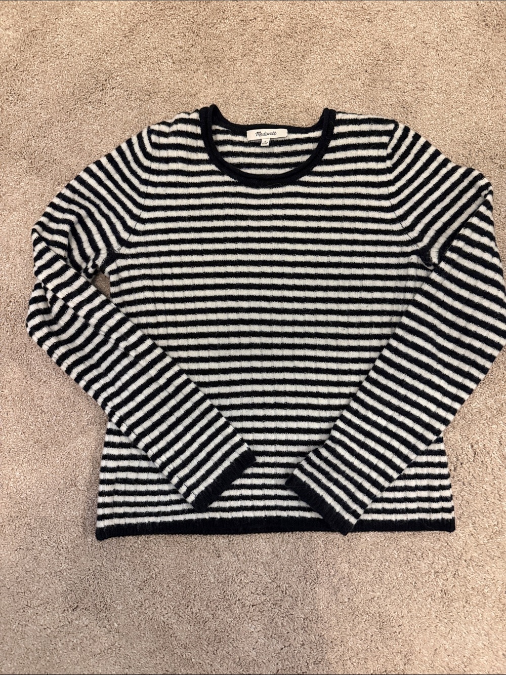 Madewell Navy & White Striped Crewneck Sweater super soft!!